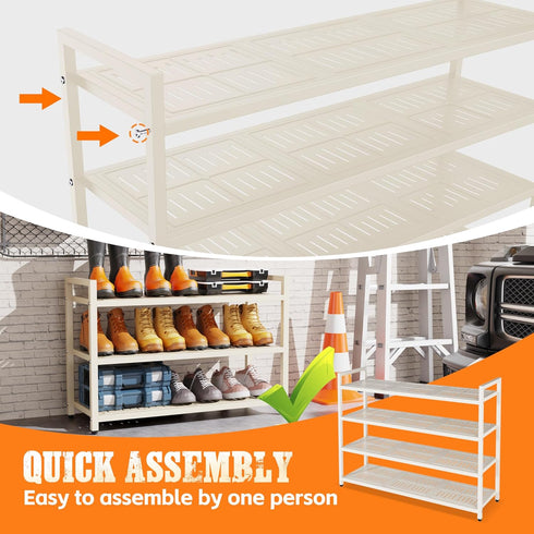 DIDSIS 3-Tier 200 lbs Closet, Heavy Duty Metal Shoe Rack, Load Capacity Shoe Organizer with Reinforced Steel Tubes