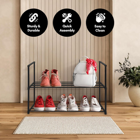 17x26.5 2 Closets, Americanflat Shoe Organizer - Tier Shoe Rack Storage Shelf with Sturdy Steel Frame - Ideal