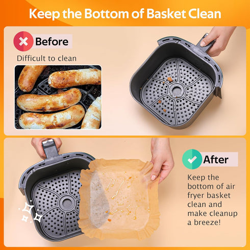100 PCS Disposable Air Fryer Liners - Parchment Paper Sheets for Air Fryer Basket, Round Baking Accessories