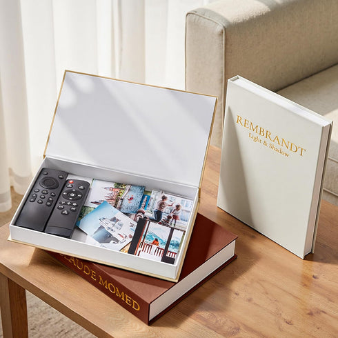 Set 3 JARLINK Aesthetic Decorative Books, of Linen Faux Books for Coffee Table, Bookshelf or Mantle Decor, Stylish Book