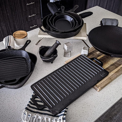 Backcountry Iron 10.5 Inch Square Grill Pan, Medium Pre-Seasoned Cast Iron