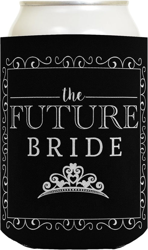 Bridal Shower Gifts 2 Pack Can Coolie Drink Coolers, Future Bride & Groom Wedding Gift, Black