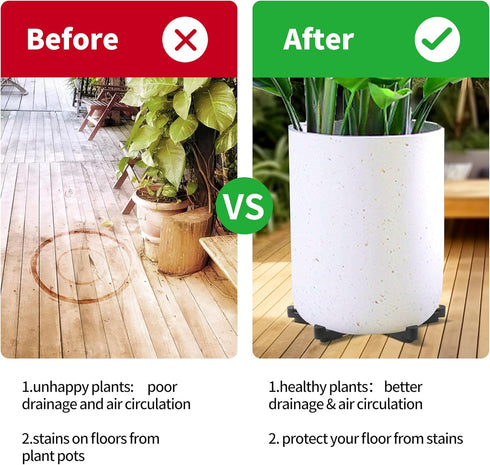 12 Pack ORIMERC Adjustable Plant Pot Toes with Watering Wick, Plant Pot Riser Support Planter Off Deck Floor to Prevent