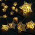 6 ft 10 LED Metal Rattan Style Star String Fairy Lights Garland, Battery Operated, Wedding Holiday Christmas Tree, Warm