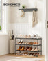 3-Tier Closet, 11.8 24.5 19.1 Inches, ULSA123BH01 SONGMICS Shoe Rack for Compact Metal Shoe Organizer Shelf