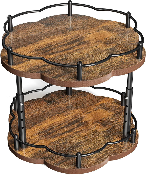 Spice Rack Lazy Susan Organizer for Cabinet, Rotating Spice Organization 2 Tier