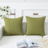 18x18, Set 2, Kevin Textile Light Green and Beige Farmhouse Striped Patchwork Linen Spring Decorative Throw Pillows