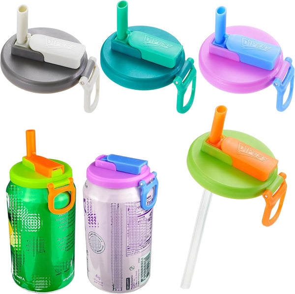 ORIGINAL CREATOR - DIPESI 4-pack 4 Color Soda Can Lids with straw,