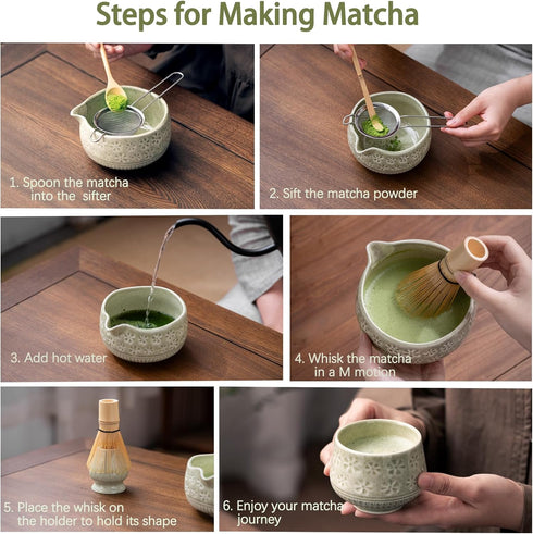 Set, 10 Set 2 Buucup Matcha Whisk Pcs Matcha Includes Matcha Bowl, Cups, Matcha Whisk and Holder, Bamboo Scoop