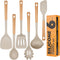 Hvygss 6Pcs Large Silicone Cooking Utensils Set: Heat Resistant Non-Stick with Wooden Handle