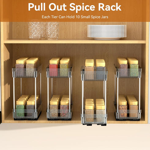 DABIGE 3 Pack 2 Need:12'' 11'' 5'' Pull Out Spice Rack Organizer for Cabinet, Tier Slide Out Spice Racks Organizer