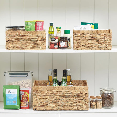 Vagusicc Set of 3 Wicker Baskets, Hand-woven Storage Bins with Handles for Organizing, Small Toilet Paper Storage