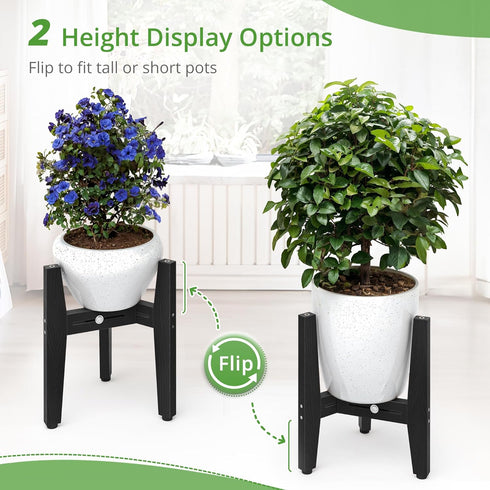 8-12 Inch LUE BONA HDPS Plant Stand Indoor Outdoor, Adjustable Mid Century Modern Stand for Plants Pots, Black