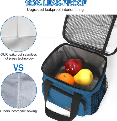 Femuar Insulated Lunch Bags for Women/Men, Leakproof Lunch Cooler Bag for Work Office Picnic - Blue