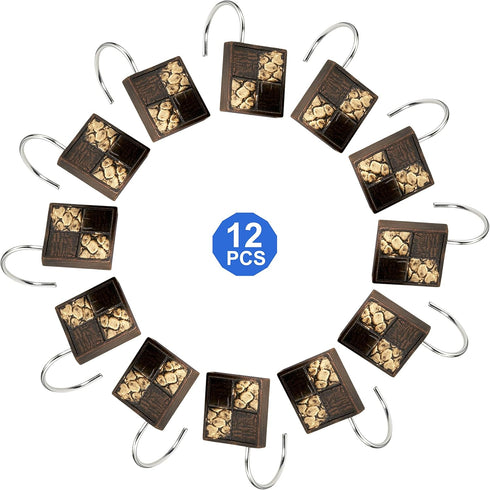Popular Bath 713176 Shower Curtain Hooks, Zambia Collection, Set of 12, Animal Print/Beige