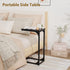Set 2, Narrow C Shaped End Tables Living Room TV Trays of Small Thin Modern Side Table Skinny Slide Under Couch Tray