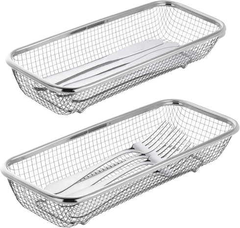 Utensil Drying Rack, 2 Pack Stainless Steel Holder, Compact Dish Rack for Kitchen Counter, Silverware Basket Organizer