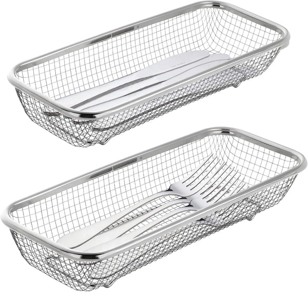 Utensil Drying Rack, 2 Pack Stainless Steel Holder, Compact Dish Rack for Kitchen Counter, Silverware Basket Organizer