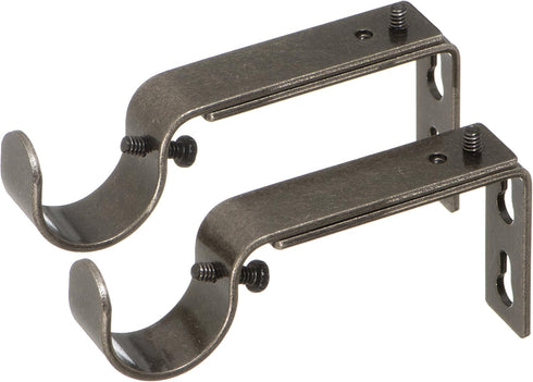 Ivilon Adjustable Brackets for Curtain Rods - Set of 2 for 1 or 1 1/8 Inch Rods, Pewter