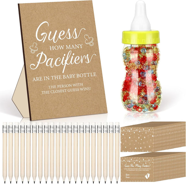 Syhood Kraft Baby Shower Games Guess How Many Pacifiers Rustic Game Sign