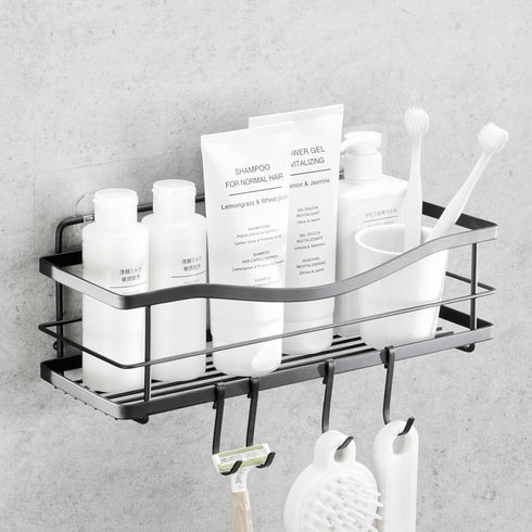 KINCMAX Premium Shower Caddy - Self Adhesive Shower Shelf with 4 Hooks