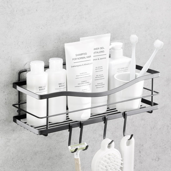 KINCMAX Premium Shower Caddy - Self Adhesive Shower Shelf with 4 Hooks