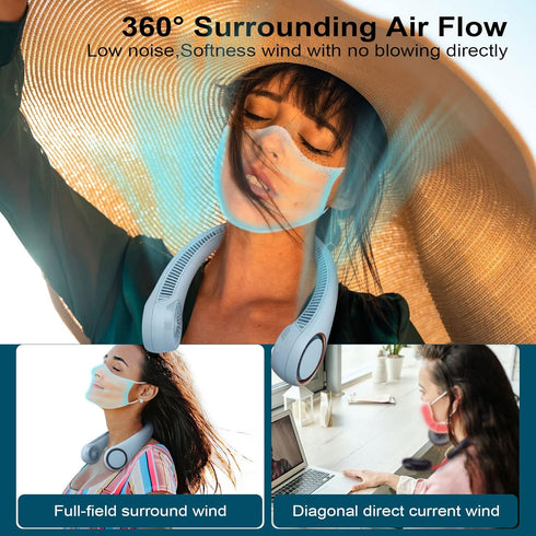 CIVPOWER Neck Fan, Portable Personal Cooling Rechargeable Bladeless Fan, Hands-Free Design for Men Women