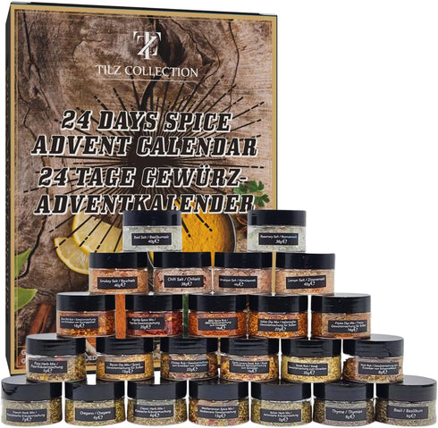 TILZ COLLECTION 2025-24 Herbs And Spices Advent Calendar Mini Spice Jars Food Advent Calendar Cooking Kitchen Adult