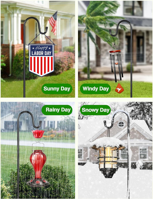 60 Inch 5 XDW-GIFTS Bird Feeder Pole for Outdoor, Shepherds Hooks Heavy Duty Garden Pole for Hanging Plant Basket