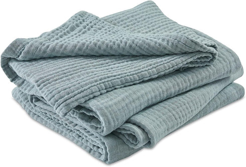 EMME 50"x70") Cotton Muslin Large Throw Blanket Couch Breathable Gauze Soft Lightweight Bed Blankets Adults (Heather