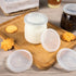 HFXXAD 120Pcs Set, Storage(2.6inch) Yogurt Jar Lids Yogurt Container Lids Clear Plastic, Reusable Replacement Food