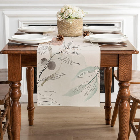 ARBINSON 13 72 Inch, Summer 13" 72") Watercolor Floral Spring Table Runner x Art Flowers Seasonal Holiday Kitchen
