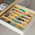 Bamboo Utensil Organizer for Kitchen Drawers, Expandable Tray and Cutlery Holder, Wood Dividers with 7 Adjustable Slots