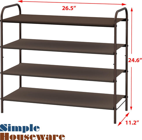 4-Tier Simple Houseware Shoe Rack Storage Organizer, Bronze