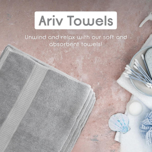 Pack 8, Set (2 2 4 Ariv Towels of Premium Cotton Towel Bath Towels + Hand Towels + Washcloths), Large, Super Soft
