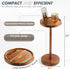 Pedestal Side Table, Acacia Drink Table with Weighted Base, Small Round Side Table for Small Spaces with Phone Holder
