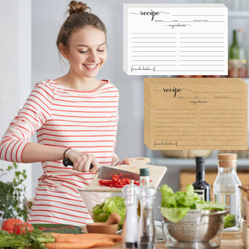 4x6 Recipe Cards Rustic White, From the Kitchen Of - 100 Pack Double-Sided Cooking Cardstock with Lines for Events