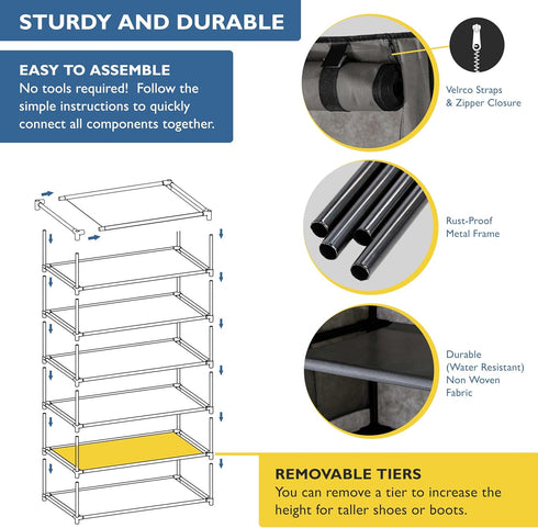 6 Closet, 30 Sundaze Shoe Rack with Cover - Tier Shoe Rack for Front Door Entrance, Sturdy Tall Shoe Organizer