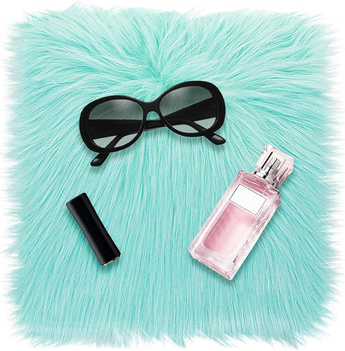 WLLHYF 10 Inches Mini Square Faux Fur Rug Small Fluffy Area Rug Cushion for Living Room Sofa Bedroom Floor Soft Square