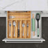 Kitchen Bamboo Silverware Organizer, Natural Utensil Holder and Cutlery Tray with 7 Slot Grooved Dividers