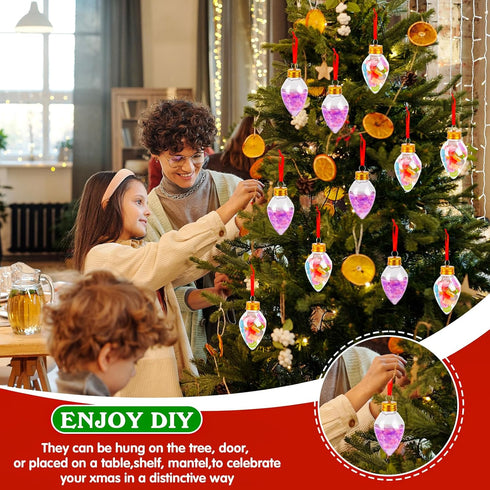 FOIMAS 12 Pack Booze Bulb Booze Christmas Balls,Fillable Light Ball Tree Hanging Ornaments Clear Plastic Pendant Ball