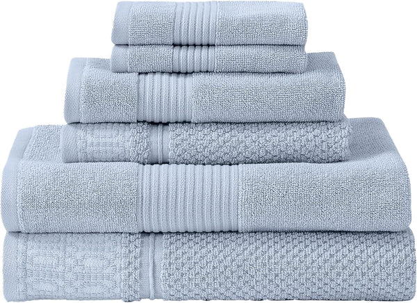 Modern Threads Astra 6-Piece 100% Cotton Towel Set Jacquard Geometric Pattern Includes