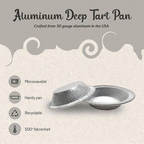 KitchenDance Disposable Aluminum Deep Tart Pan - 5 Ounces Round Shaped for Baking, Cooking, 100 Count