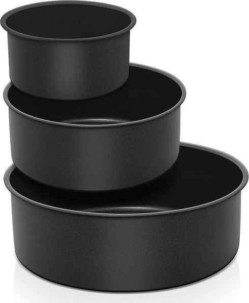 E-far Deep Cake Pan Set | 3 Nonstick Stainless Steel Round Cake Pans for Baking Layer Cakes
