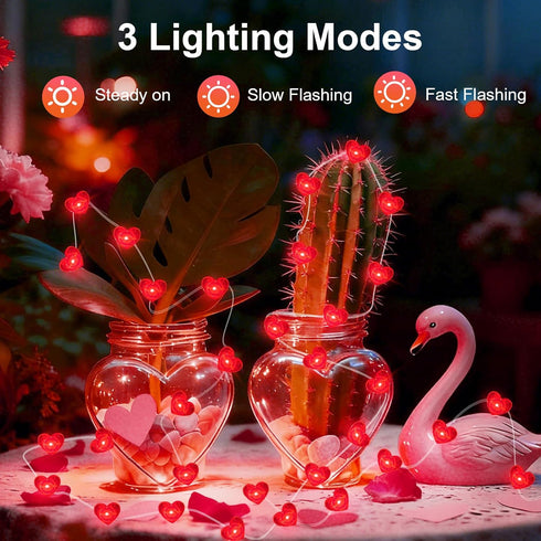 4 Pack 7 20 AIKEI Valentines LED Fairy Lights Battery Operated, Red Heart String Lights Waterproof Feet Led Firefly