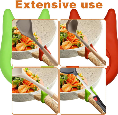 2pcs Silicone Pot Holders, Adjustable Kitchen Spoon Rest for Placing Spoons and Spatulas After Cooking
