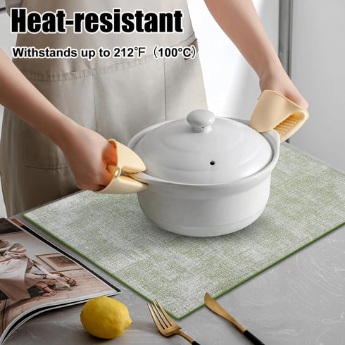 Homaxy Faux Leather Heat Resistant Placemats for Dining Table Set of 8, Waterproof Wipeable Washable PU Table Mats,