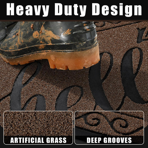 Yimobra Hello Door Mat, Outdoor Welcome Front Door Mats for Outside Entrance, Heavy Duty Non Slip Floor Matt for Home Entry, Sturdy Back Doormat for Patio Garage Office, 29.5 x 17 Inch by Yimobra