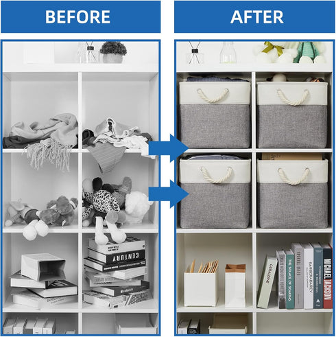 Temary 12 Inch Fabric Storage Baskets, Storage Cubes with Handle, Large Baskets for Clothes, Books, Blankets