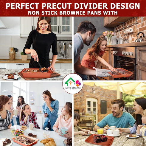 Non Stick Brownie Pan with Dividers, 18 Pre-slice Carbon Steel Bakeware Tray for Baking Cake, Muffin